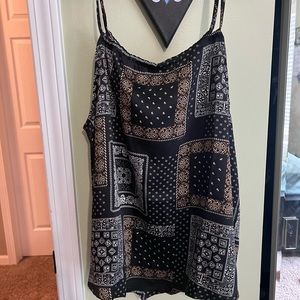 Bandana print silk tank top